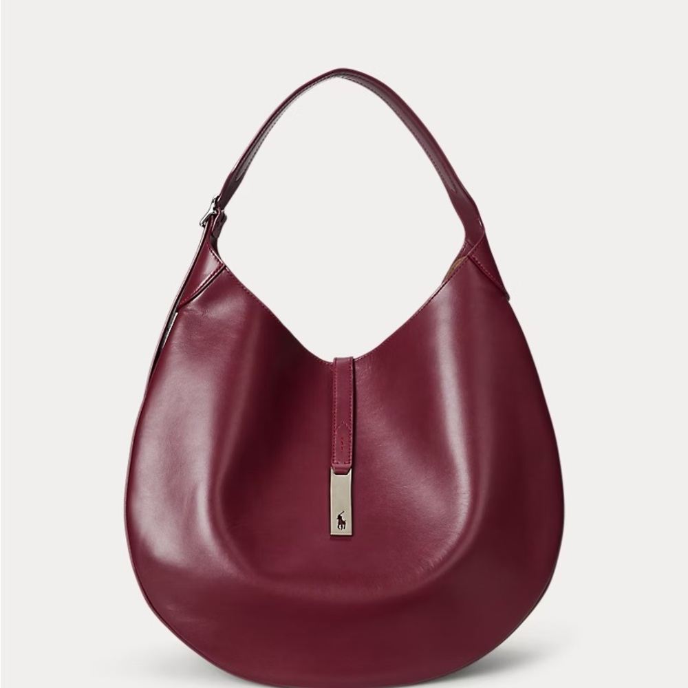 Ralph Lauren Burgundy Leather Large ID Bag